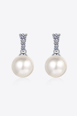 Moissanite Pearl Drop Earrings Ti Amo I love you