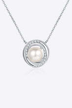 Load image into Gallery viewer, Moissanite Pearl Rhodium-Plated Necklace Ti Amo I love you
