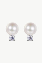 Load image into Gallery viewer, Moissanite Pearl Stud Earrings Ti Amo I love you
