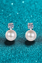 Load image into Gallery viewer, Moissanite Pearl Stud Earrings Ti Amo I love you
