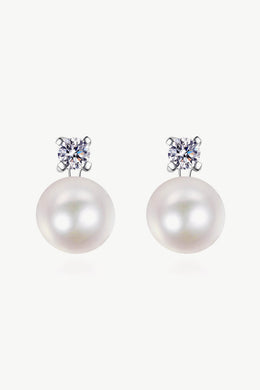 Moissanite Pearl Stud Earrings Ti Amo I love you