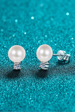 Load image into Gallery viewer, Moissanite Pearl Stud Earrings Ti Amo I love you
