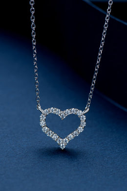 Moissanite Platinum-Plated Heart Necklace Ti Amo I love you