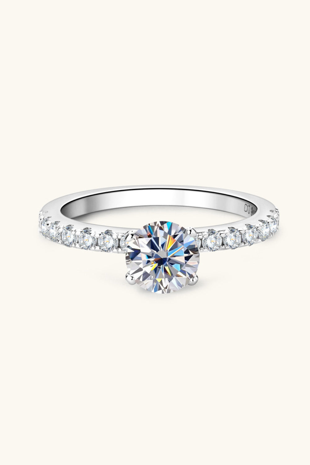 Moissanite Platinum-Plated Side Stone Ring Ti Amo I love you