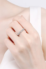 Load image into Gallery viewer, Moissanite Rhodium-Plated Half-Eternity Ring Ti Amo I love you
