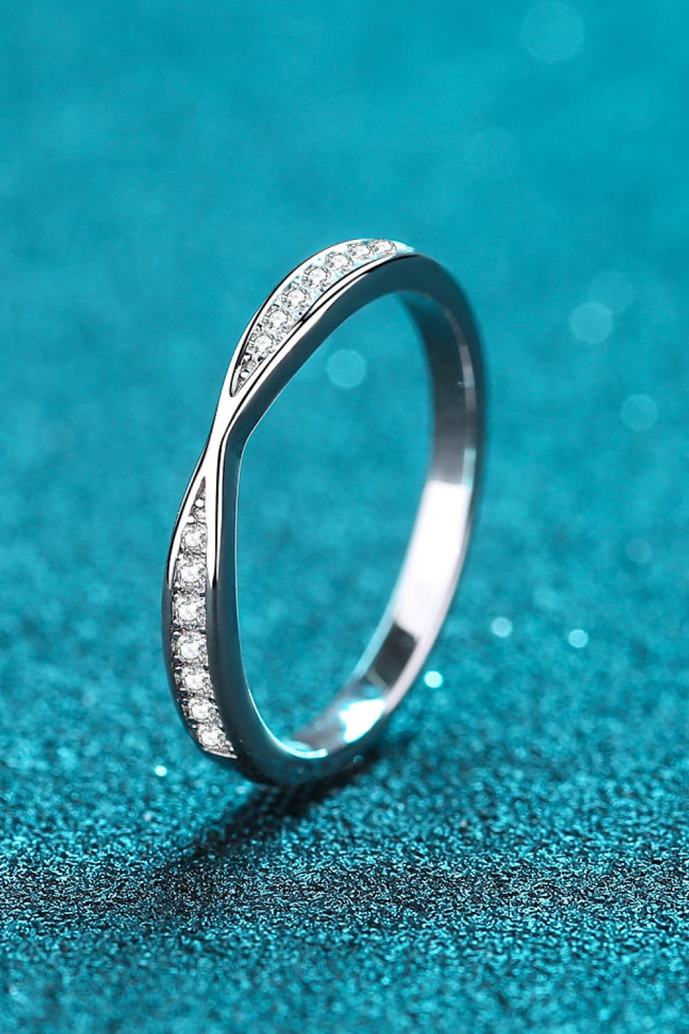 Moissanite Rhodium-Plated Ring Ti Amo I love you