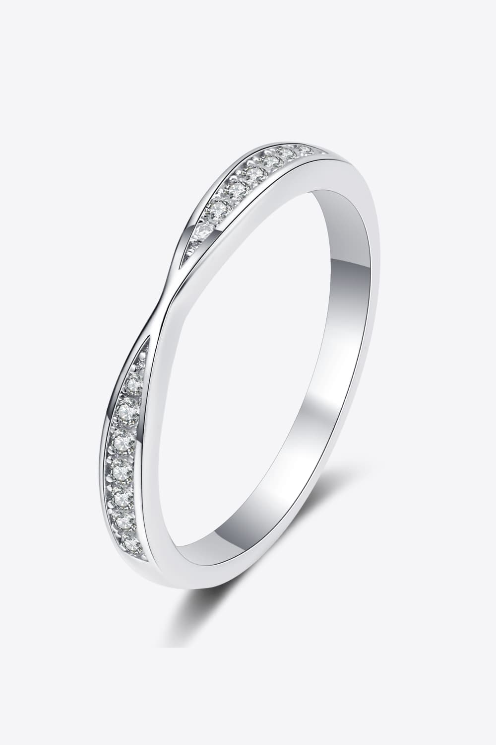 Moissanite Rhodium-Plated Ring Ti Amo I love you