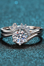 Load image into Gallery viewer, Moissanite Rhodium-Plated Two-Piece Ring Set Ti Amo I love you
