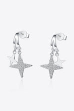 Load image into Gallery viewer, Moissanite Star Rhodium-Plated Drop Earrings Ti Amo I love you
