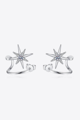 Moissanite Star Rhodium-Plated Earrings Ti Amo I love you