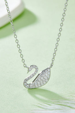 Moissanite Swan 925 Sterling Silver Necklace Ti Amo I love you