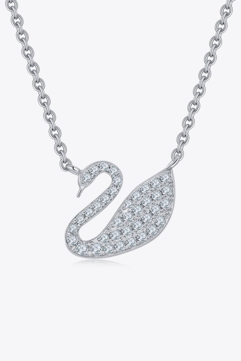 Moissanite Swan 925 Sterling Silver Necklace Ti Amo I love you