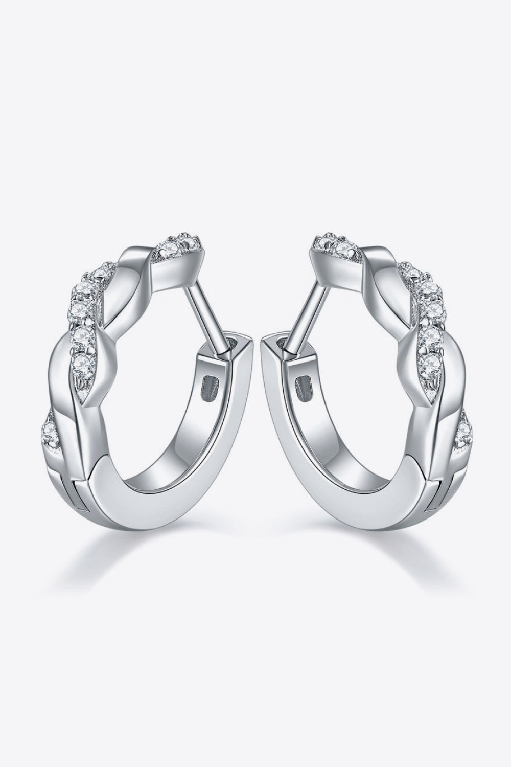 Moissanite Twisted Platinum-Plated Earrings Ti Amo I love you