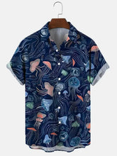 Load image into Gallery viewer, Molilulu - Men&#39;s Fashion Vintage Clothing Jellyfish Casual Short Sleeve Shirt Ti Amo I love you
