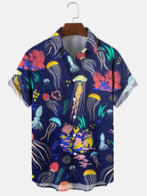 Load image into Gallery viewer, Molilulu - Men&#39;s Fashion Vintage Clothing Jellyfish Casual Short Sleeve Shirt Ti Amo I love you
