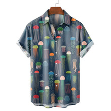 Load image into Gallery viewer, Molilulu - Men&#39;s Fashion Vintage Clothing Jellyfish Casual Short Sleeve Shirt Ti Amo I love you
