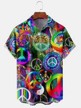 Load image into Gallery viewer, Molilulu - Mens - Peace &amp; Love Print - Front Button Pocket Casual Hawaiian Shirt Ti Amo I love you
