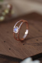 Load image into Gallery viewer, Moonstone Heart 925 Sterling Silver or Rose Gold Plated Ring - Sizes 6-9 Ti Amo I love you
