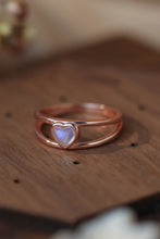 Load image into Gallery viewer, Moonstone Heart 925 Sterling Silver or Rose Gold Plated Ring - Sizes 6-9 Ti Amo I love you
