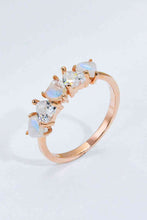 Load image into Gallery viewer, Moonstone and Zircon Heart Ring Ti Amo I love you
