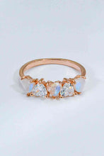 Load image into Gallery viewer, Moonstone and Zircon Heart Ring Ti Amo I love you
