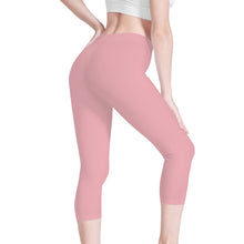 Load image into Gallery viewer, Ti Amo I love you - Exclusive Brand - Mandys Pink- Double White Heart - Womens / Teen Girls / Womens Plus Size - Capri Yoga Leggings - Sizes XS-3XL
