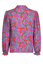 Load image into Gallery viewer, Multicolor Abstract Floral Button Up Long Puff Sleeve Shirt Ti Amo I love you
