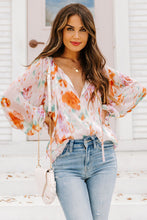 Load image into Gallery viewer, Multicolor Abstract Print Split Neck Puff Sleeve Blouse Ti Amo I love you
