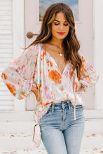 Load image into Gallery viewer, Multicolor Abstract Print Split Neck Puff Sleeve Blouse Ti Amo I love you
