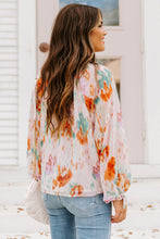 Load image into Gallery viewer, Multicolor Abstract Print Split Neck Puff Sleeve Blouse Ti Amo I love you
