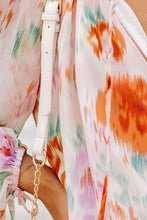 Load image into Gallery viewer, Multicolor Abstract Print Split Neck Puff Sleeve Blouse Ti Amo I love you
