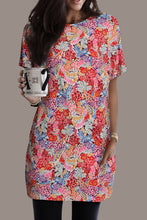 Load image into Gallery viewer, Multicolor Boho Flower Print Short Sleeve Tunic Top Ti Amo I love you
