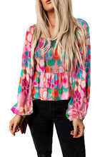 Load image into Gallery viewer, Multicolor Floral Print Smocked Square Neck Ruffles Blouse Ti Amo I love you
