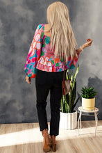 Load image into Gallery viewer, Multicolor Floral Print Smocked Square Neck Ruffles Blouse Ti Amo I love you
