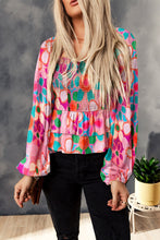 Load image into Gallery viewer, Multicolor Floral Print Smocked Square Neck Ruffles Blouse Ti Amo I love you
