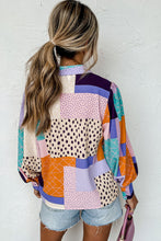 Load image into Gallery viewer, Multicolor Mixed Print Button Front Cuffed Sleeve Shirt Ti Amo I love you
