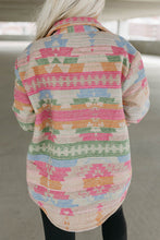 Load image into Gallery viewer, Multicolor Plus Size Flap Pockets Aztec Print Jacket Ti Amo I love you
