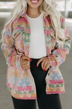 Load image into Gallery viewer, Multicolor Plus Size Flap Pockets Aztec Print Jacket Ti Amo I love you
