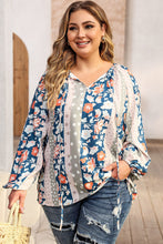 Load image into Gallery viewer, Multicolor Plus Size Mixed Print Split Neck Blouse Ti Amo I love you
