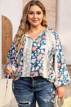 Load image into Gallery viewer, Multicolor Plus Size Mixed Print Split Neck Blouse Ti Amo I love you
