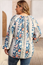 Load image into Gallery viewer, Multicolor Plus Size Mixed Print Split Neck Blouse Ti Amo I love you
