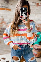 Load image into Gallery viewer, Multicolor Striped Hollowed Knitted Loose Sweater Ti Amo I love you
