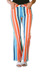 Load image into Gallery viewer, Multicolor Striped Raw Hem Flared Bottom Denim Pants - Sizes 4-18 Ti Amo I love you
