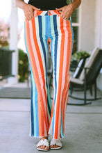 Load image into Gallery viewer, Multicolor Striped Raw Hem Flared Bottom Denim Pants - Sizes 4-18 Ti Amo I love you
