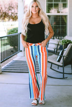 Load image into Gallery viewer, Multicolor Striped Raw Hem Flared Bottom Denim Pants - Sizes 4-18 Ti Amo I love you
