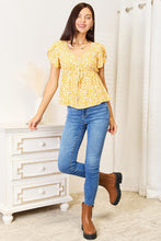 Load image into Gallery viewer, Mustard - Double Take Floral Petal Sleeve Babydoll Top - Sizes S-XL Ti Amo I love you
