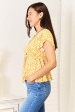 Load image into Gallery viewer, Mustard - Double Take Floral Petal Sleeve Babydoll Top - Sizes S-XL Ti Amo I love you
