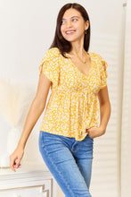 Load image into Gallery viewer, Mustard - Double Take Floral Petal Sleeve Babydoll Top - Sizes S-XL Ti Amo I love you
