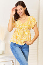 Load image into Gallery viewer, Mustard - Double Take Floral Petal Sleeve Babydoll Top - Sizes S-XL Ti Amo I love you
