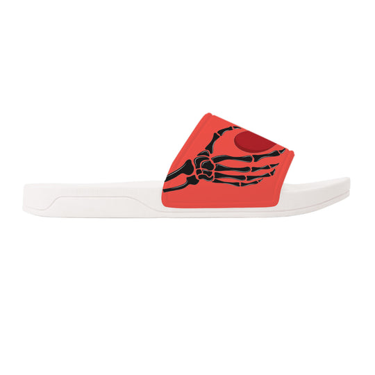 Ti Amo I love you - Exclusive Brand - Orange Red - Skeleton Hands with Heart -  Slide Sandals - White Soles